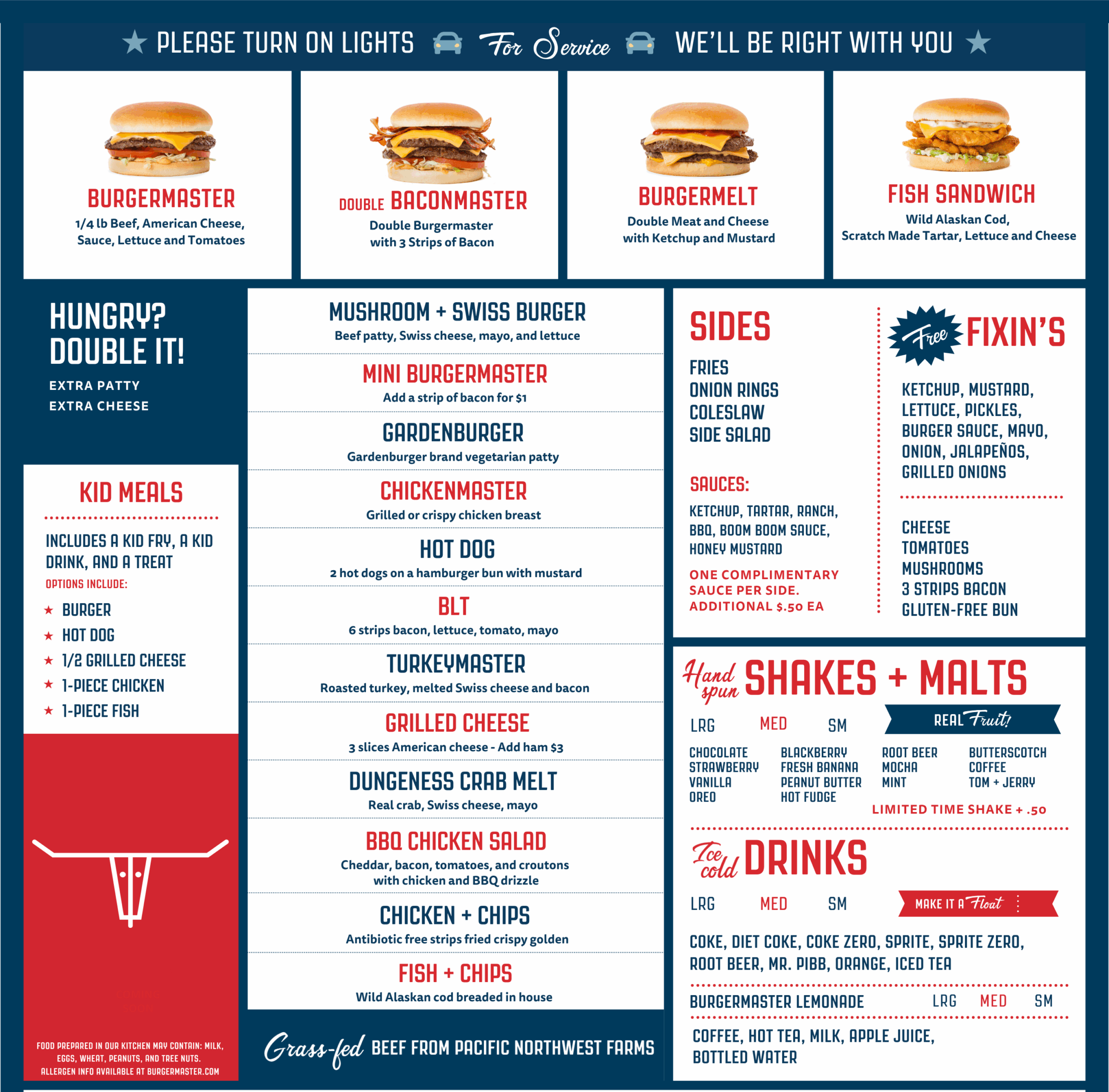Burgermaster menu